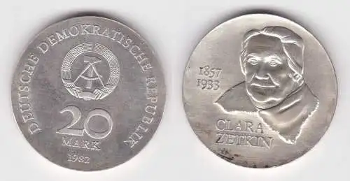 DDR Gedenk Münze 20 Mark Clara Zetkin 1982 Stempelglanz (141140)