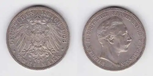2 Mark Silbermünze Preussen Kaiser Wilhelm II 1906 Jäger 102 (150716)