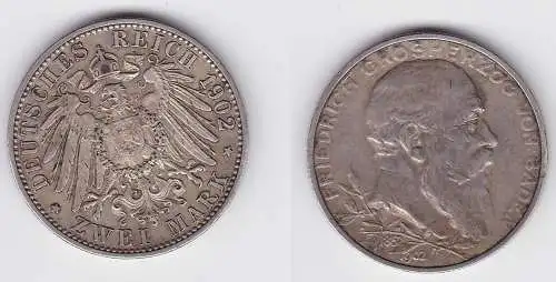 2 Mark Silber Münze Baden Großherzog Friedrich Regierungsjubiläum 1902 (150216)