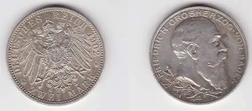 2 Mark Silber Münze Baden Großherzog Friedrich Regierungsjubiläum 1902 (150740)