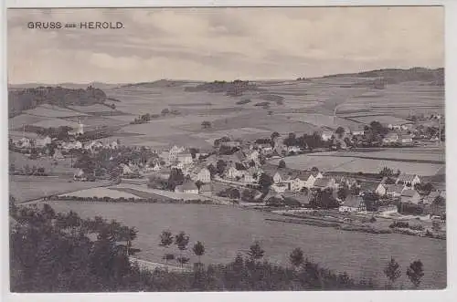 32268 AK Gruss aus Herold - Dorfansicht von oben mit Kirche 1913