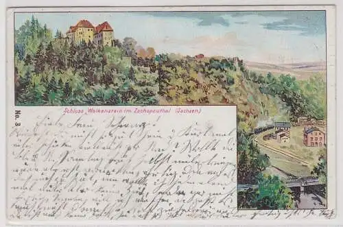 08224 AK Schloss Wolkenstein im Zschopauthal (Sachsen) - Totalansicht 1911