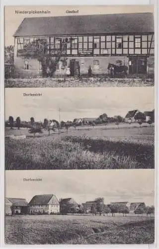 900079 AK Niederpickenhain - Gasthof, Dorfansichten mit Fachwerkhäusern 1932