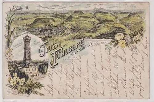 99656 AK Gruss vom Pöhlberg bei Annaberg - Aussichtsthurm, Totalansicht 1898