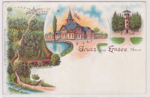 901220 Lithographie Ak Gruss aus Ernsee b. Gera 1898
