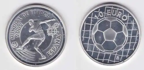 10 Euro Silber Münze Spanien Fussball WM 2002 Fussballer Fussball im Tor(158254)