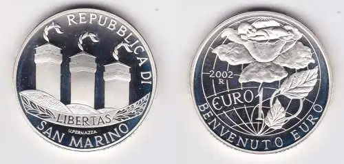 10 Euro Silber Münze San Marino Benvenuto Euro 2002 PP (158301)