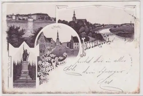 902114 Ak Lithographie Gruß aus Insterburg Tschernjachowsk Kriegerdenkmal usw.