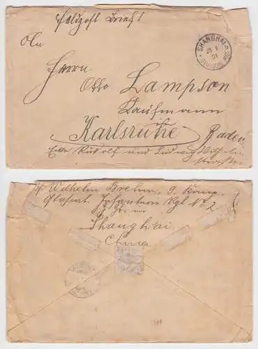 901501 Feldpost Brief Deutsche Post China Shanghai nach Karsruhe 1901