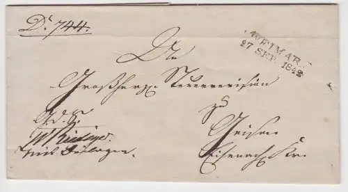 901265 alter Brief Vorphilatelie Stempel Weimar 27.September 1842