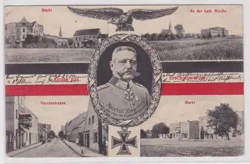 901890 Patriotika Ak Gruss aus Bischofswerder Biskupiec Ostpreußen 1916