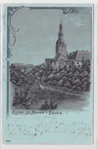 82497 Mondscheinkarte Belzig Kirche St.Marien 1903