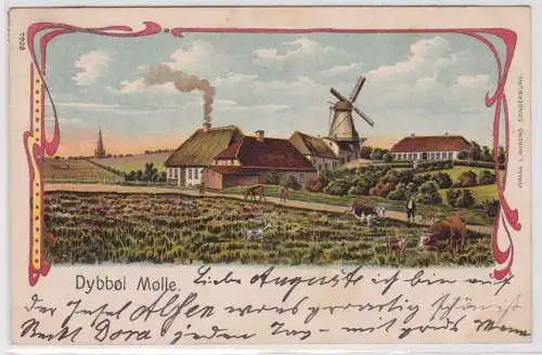 901110 Ak Lithographie Dybbøl Mølle Windmühle Dänemark 1902