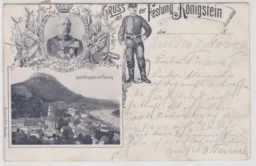 901208 Ak Gruß von der Festung Königstein 1899
