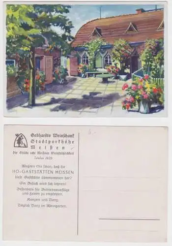 98414 Reklame Ak Meissen Gebhardts Weinschank Stadtparkhöhe um 1950