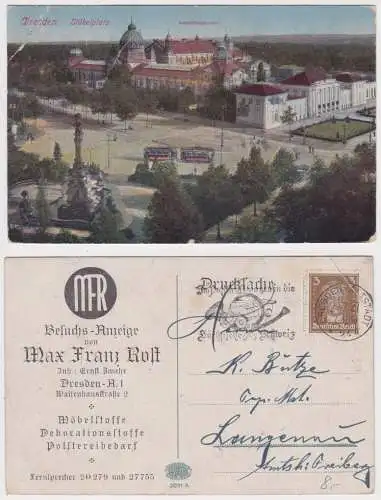 51456 Reklame Ak Dresden Stübelplatz mit Ausstellungspalast 1927
