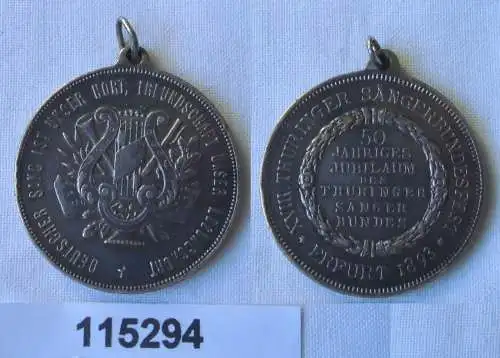 Seltene Silber Medaille XVIII. Thüringer Sängerbundesfest Erfurt 1893 (115294)