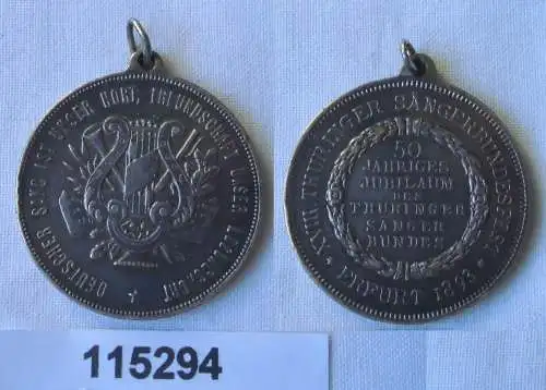 seltene Silber Medaille XVIII. Thüringer Sängerbundesfest Erfurt 1893 (115294)