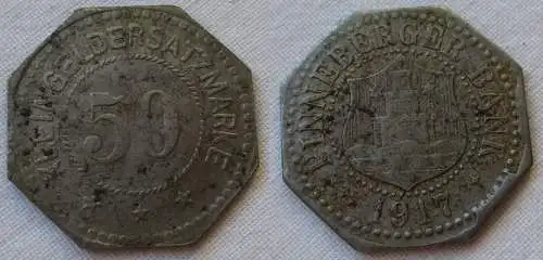 50 Pfennig Notgeld Eisen Münze Pinneberger Bank 1917 (137313)
