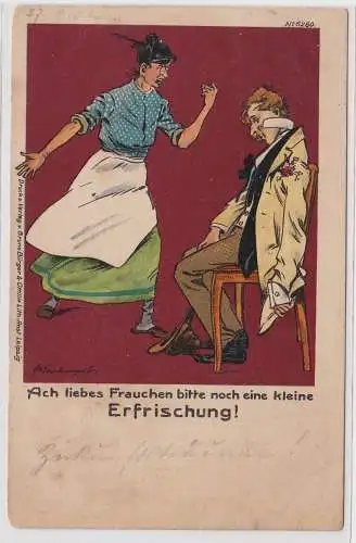 64346 Humor Bruno Bürger Leipzig Ak No. 6280 Erfrischung 1902