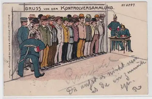 73390 Künstler Bruno Bürger Ak No. 6297 Gruss von der Kontrolversammlung 1900