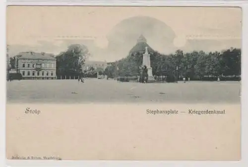 24816 Ak Stolp Słupsk in Pommern Stephansplatz Kriegerdenkmal um 1900