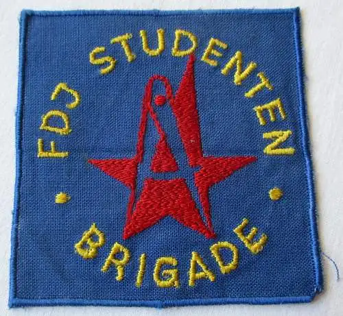 DDR Aufnäher Stoffabzeichen FDJ Studenten Brigade 80 x 78 mm (127140)