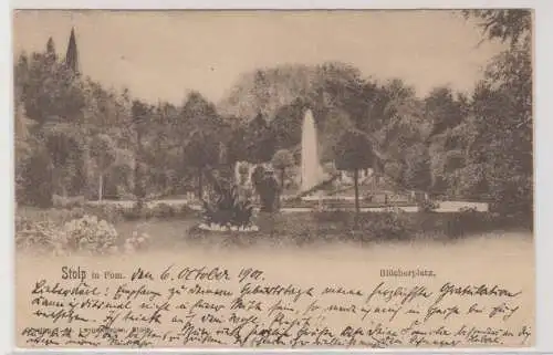 73520 Ak Stolp in Pommern Blücherplatz mit Springbrunnen 1901
