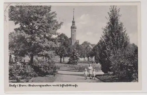55921 Ak Stolp in Pommern Rosengarten mit Schloßkirche 1941