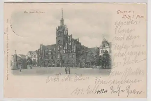 75540 Ak Gruß aus Stolp in Pommern das neue Rathaus 1900