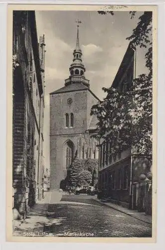 56421 Ak Stolp in Pommern Marienkirche 1937