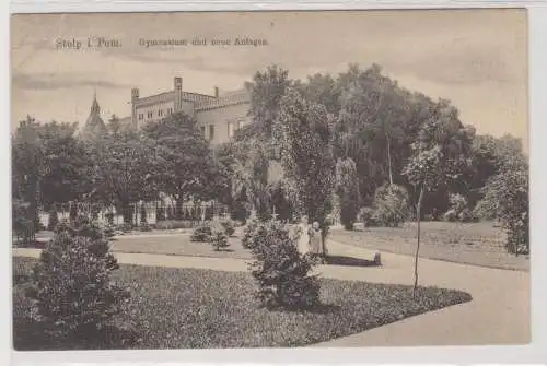 13947 Ak Stolp in Pommern Gymnasium und neue Anlagen 1912