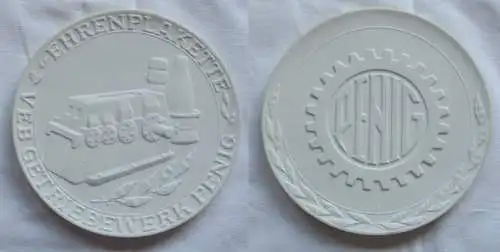 DDR Meissner Porzellan Medaille Ehrenplakette VEB Getriebewerk Penig (148829)