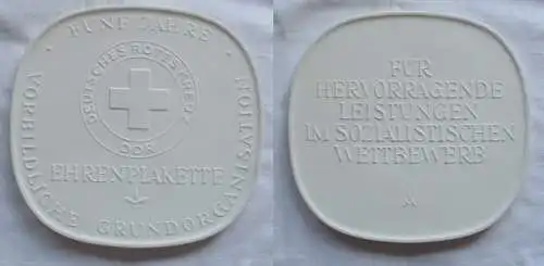 DDR Porzellan Ehrenplakette 5 Jahre DRK vorbildliche Grundorganisation (148785)