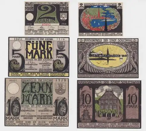 2,5 & 10 Mark Banknote Notgeld Stadt Schleswig 1918 (135206)