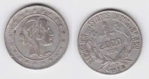 2000 Reis Silber Münze Brasilien 1924 (141026)