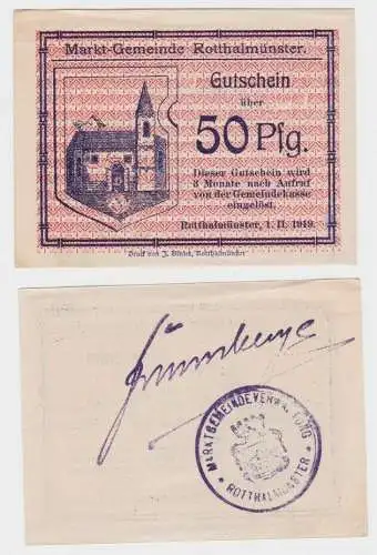 50 Pfennig Banknote Notgeld Markt Gemeinde Rotthalmünster 1919  (140323)