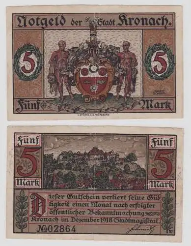 5 Mark Banknoten Notgeld Stadt Kronach Dezember 1918 (135818)