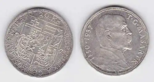 20 Kronen Silber Münze Tschechoslowakei 1937 (140878)