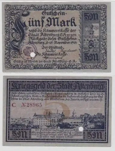 5 Mark Banknote Großnotgeld Stadt Altenburg 15.11.1918 (136189)