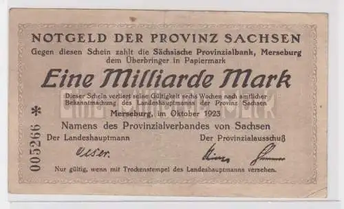 1 Milliarde Mark Banknote Merseburg Provinz Sachsen Okt.1923 (137978)