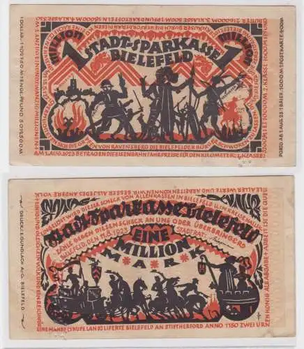 1 Million Mark Banknote Inflation Stadt Sparkasse Bielefeld 11.8.1923 (137981)