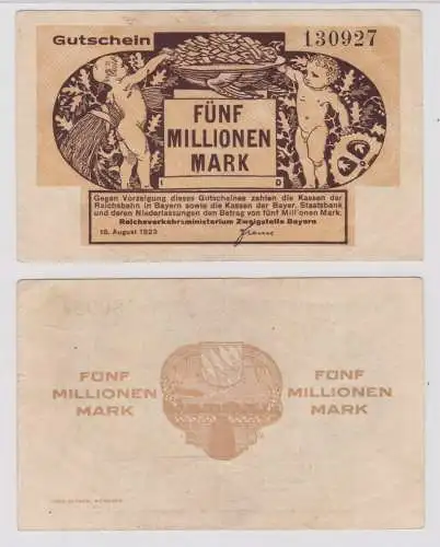 5 Millionen Mark Banknote Reichsverkehrsministerium Zweigstelle Bayern (137554)