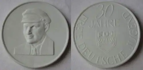 DDR Porzellan Ehrenplakette 30 Jahre FDJ Freie Deutsche Jugend 1976 (131279)