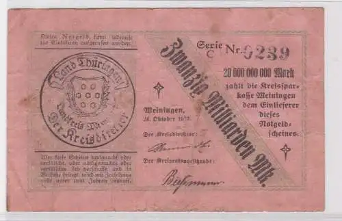 20 Milliarden Mark Banknote Inflation Landkreis Meiningen 24.10.1923 (137498)