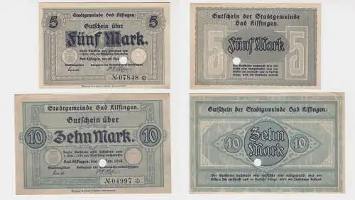 5 & 10 Mark Banknoten Notgeld Stadtgemeinde Bad Kissingen 20.11.1918 (137989)