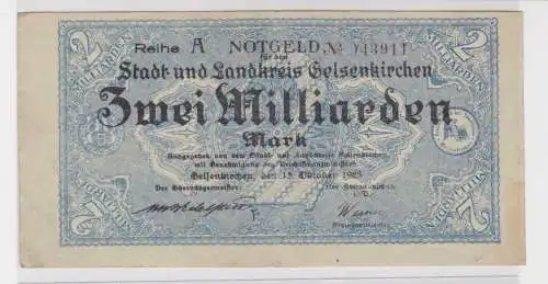 2 Milliarden Mark Banknote Stadt- & Landkreis Gelsenkirchen 15.10.1923 (137961)