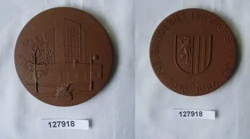 DDR Porzellan Medaille Neubaugebiet Leipzig-Grünau 1976 - 1986 (127918)