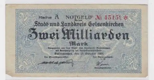 2 Milliarden Mark Banknote Stadt- & Landkreis Gelsenkirchen 15.10.1923 (137968)