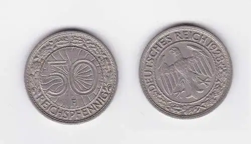 50 Pfennig Nickel Münze Weimarer Republik 1928 F (109878)